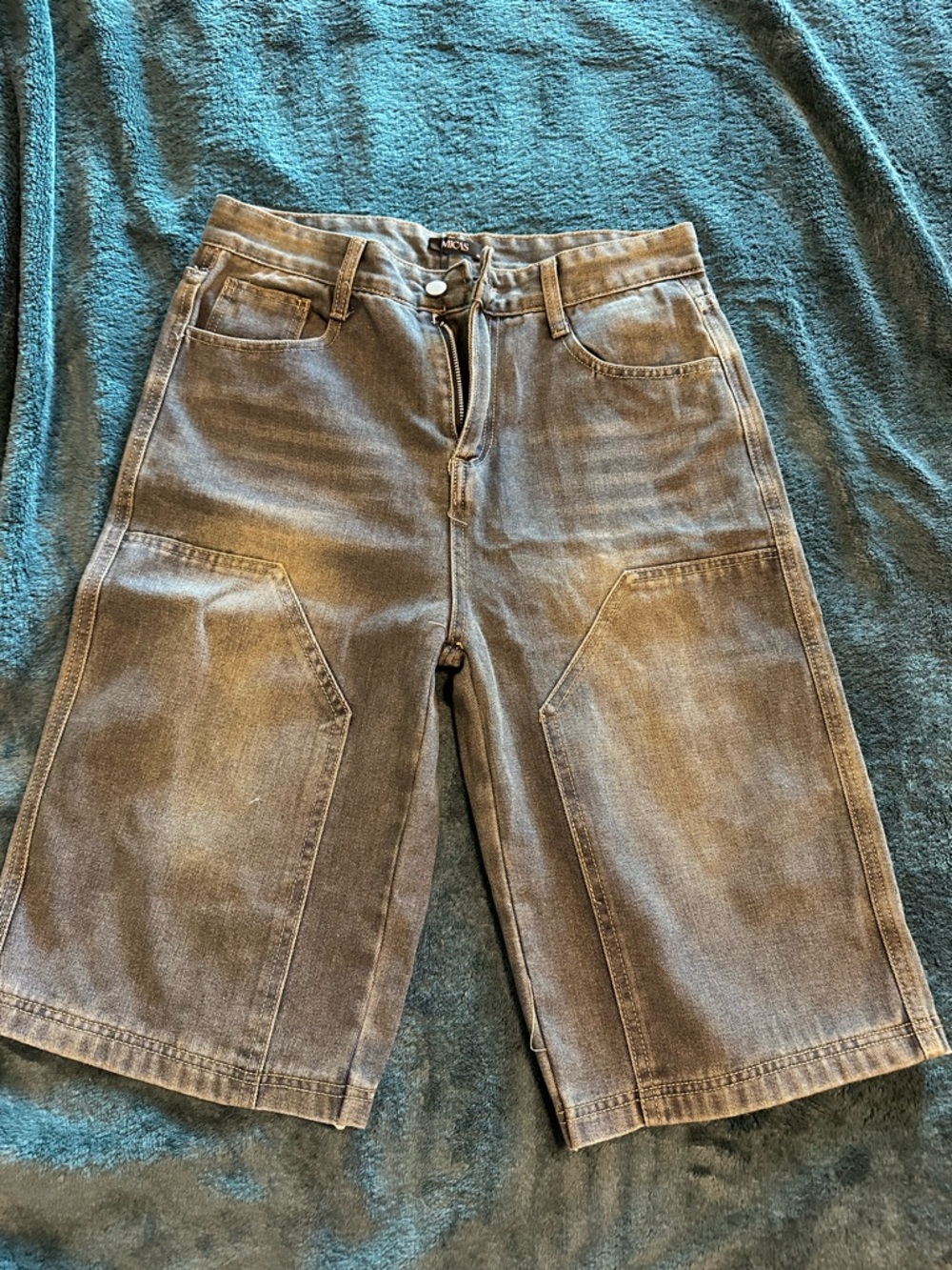 Women's Washed Gray Denim Bermuda Shorts - Casual Utility Style